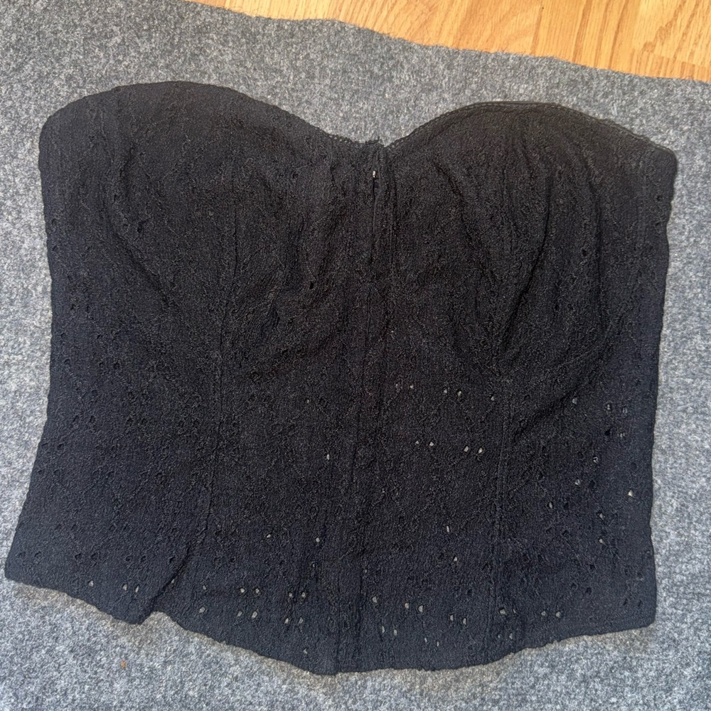 H&M black eyelet corset top
